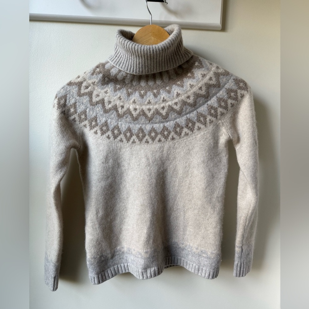 GARNET HILL 100% Cashmere Turtleneck Fair Isle Sweater‎ Soft Lorelei Gilmore XS